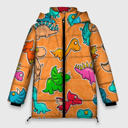 Женская зимняя куртка Oversize Маленькие динозавры 