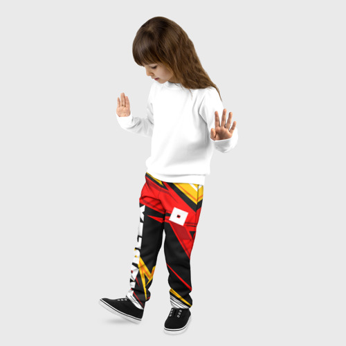 Детские брюки 3D с принтом Роблокс - спортивная абстрация, фото на моделе #1