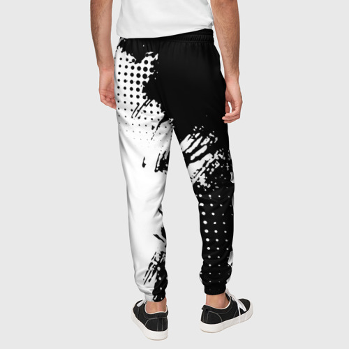 Мужские брюки 3D с принтом Роблокс - черно-белая абстракция, вид сзади #2