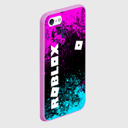 Чехол для iPhone 5/5S матовый Роблокс - неоновые брызги - фото 2