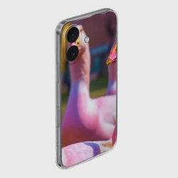 Чехол для iPhone 16 силиконовый с защитой камеры Стадо розовых гусей: gussi - фото 2