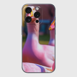 Чехол для iPhone 15 Pro Max силиконовый с защитой камеры Стадо розовых гусей: gussi