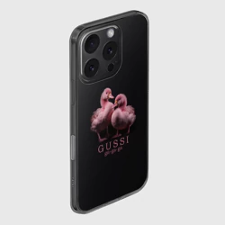 Чехол для iPhone 16 Pro силиконовый с защитой камеры Два маленьких гуся: Gussi ga-ga-ga - фото 2