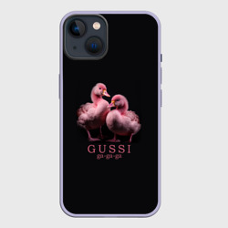 Чехол для iPhone 14 Два маленьких гуся: Gussi ga-ga-ga