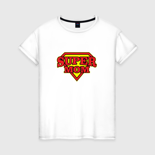 Женская футболка из хлопка с принтом Супер-маме, вид спереди №1