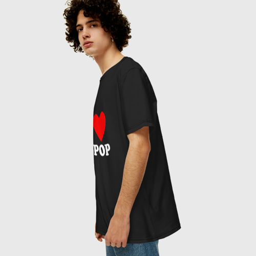 Мужская футболка хлопок Oversize Я люблю k-pop, цвет черный - фото 5