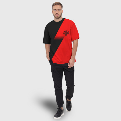 Мужская футболка oversize 3D Inter geometry red sport, цвет 3D печать - фото 5