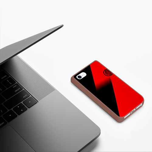 Чехол для iPhone 5/5S матовый Inter geometry red sport, цвет коричневый - фото 5