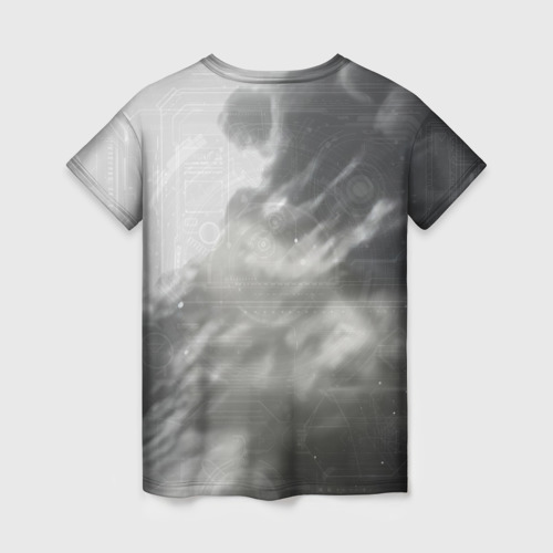 Женская футболка 3D с принтом Кибернетический штурмовик, вид сзади #1
