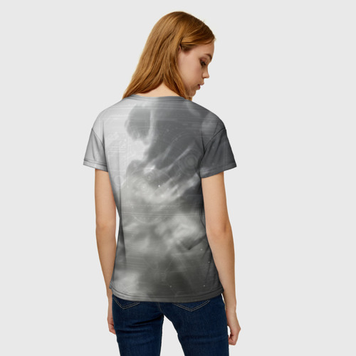 Женская футболка 3D с принтом Кибернетический штурмовик, вид сзади #2