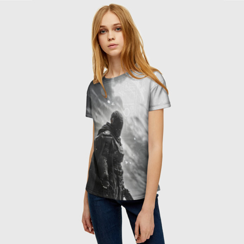 Женская футболка 3D с принтом Кибернетический штурмовик, фото на моделе #1