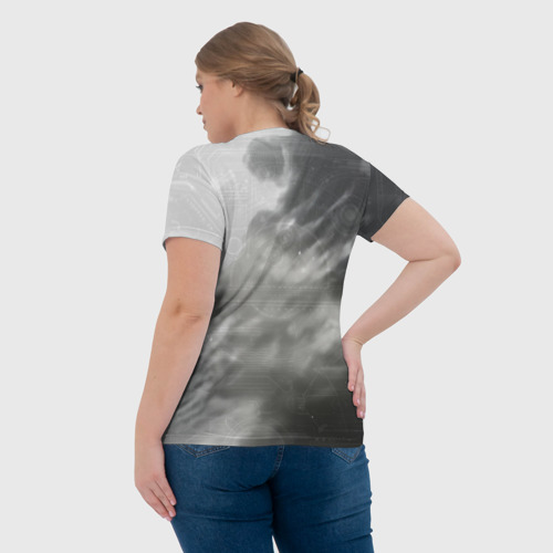 Женская футболка 3D с принтом Кибернетический штурмовик, вид сзади #2