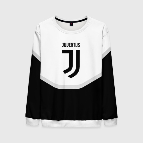 Мужской свитшот 3D Juventus black geometry sport, цвет белый