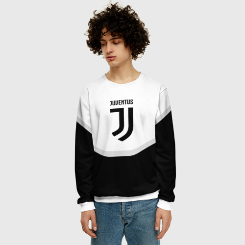 Мужской свитшот 3D Juventus black geometry sport, цвет белый - фото 3