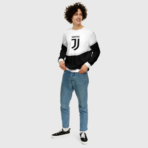 Мужской свитшот 3D Juventus black geometry sport, цвет белый - фото 5