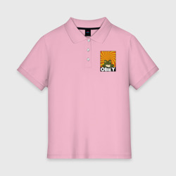 Женское поло хлопок Гипножаба по мотивам Футурама на  оранжевом фоне