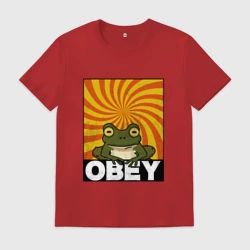 Мужская футболка хлопок Гипножаба по мотивам Футурама на  оранжевом фоне