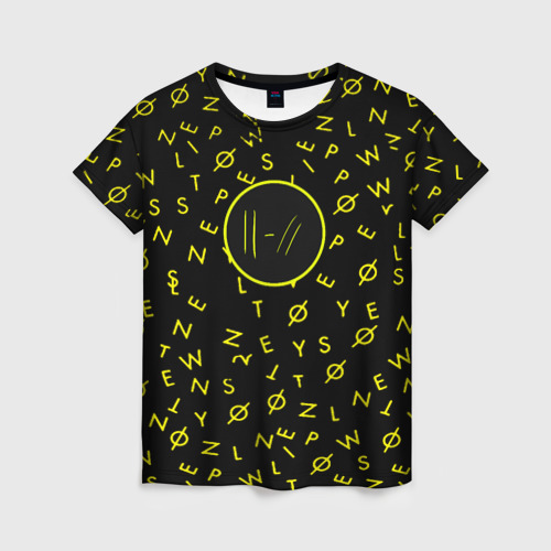 Женская футболка 3D с принтом Twenty one pilots pattern rock yellow, вид спереди #2