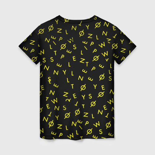 Женская футболка 3D с принтом Twenty one pilots pattern rock yellow, вид сзади #1
