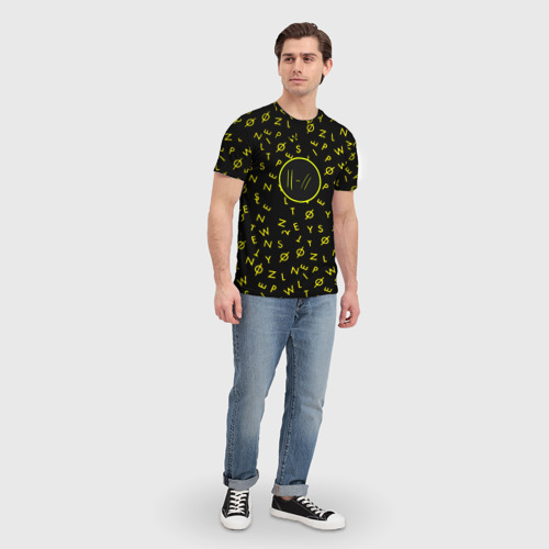 Мужская футболка 3D Twenty one pilots pattern rock yellow, цвет 3D печать - фото 5