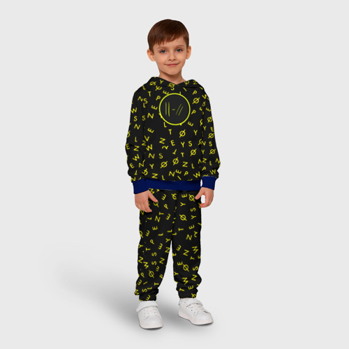 Детский костюм с толстовкой 3D Twenty one pilots pattern rock yellow, цвет синий - фото 3