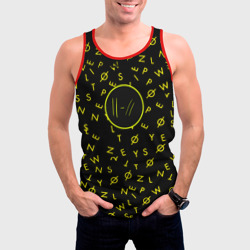 Мужская майка 3D Twenty one pilots pattern rock yellow - фото 2