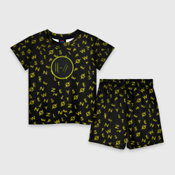 Детский костюм с шортами 3D Twenty one pilots pattern rock yellow