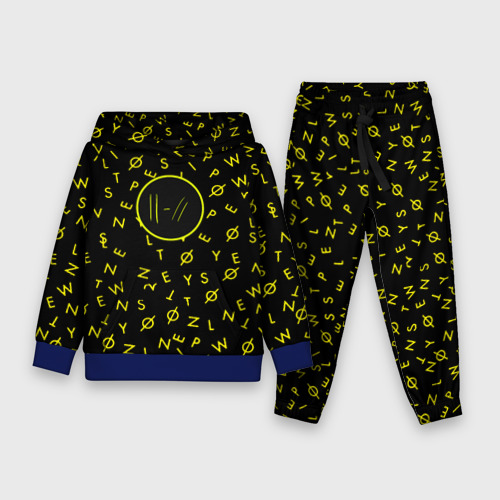 Детский костюм с толстовкой 3D Twenty one pilots pattern rock yellow, цвет синий