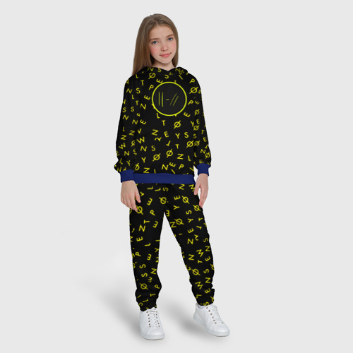 Детский костюм с толстовкой 3D Twenty one pilots pattern rock yellow, цвет синий - фото 5