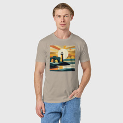 Мужская футболка хлопок Маяк под лучами солнца минимализм - фото 2