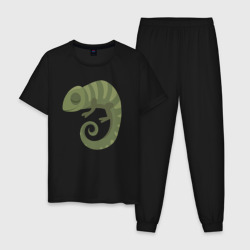 Мужская пижама хлопок Зелёный хамелеон