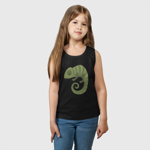 Детская майка хлопок Зелёный хамелеон, цвет черный - фото 3
