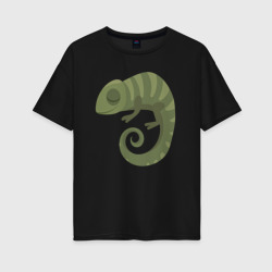 Женская футболка хлопок Oversize Зелёный хамелеон
