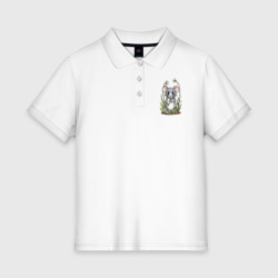 Женское поло хлопок Маленький мышонок с первыми цветами