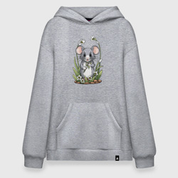 Худи SuperOversize хлопок Маленький мышонок с первыми цветами