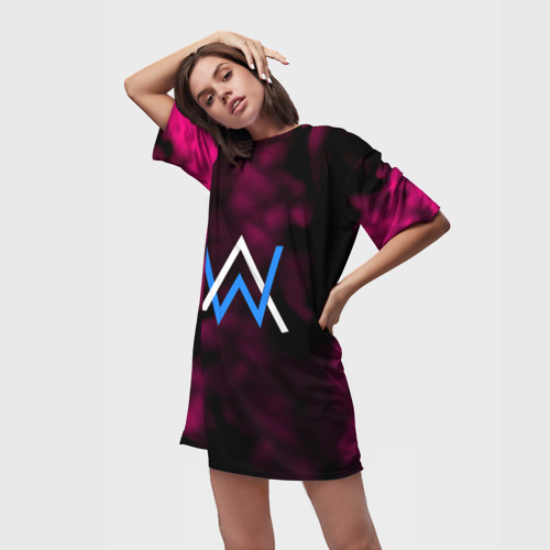 Платье-футболка 3D Алан Волкер огенный стиль градиент, цвет 3D печать - фото 3