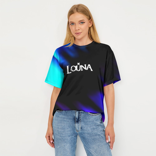 Женская футболка oversize 3D Louna neon bend, цвет 3D печать - фото 5