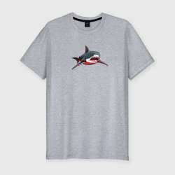 Мужская футболка хлопок Slim Злая большая белая акула
