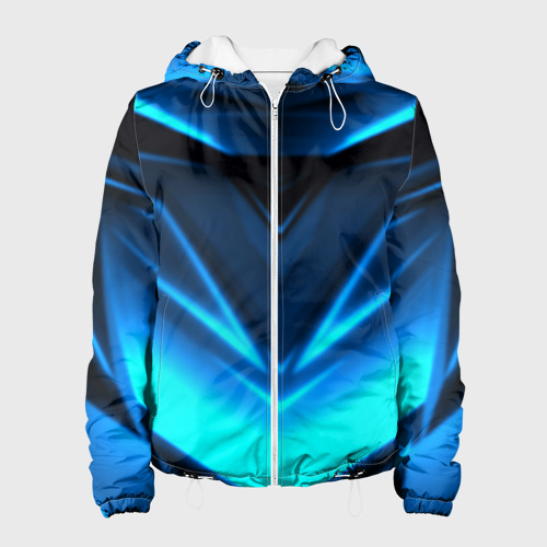 Женская куртка 3D с принтом Geometry stripes неон, вид спереди #2