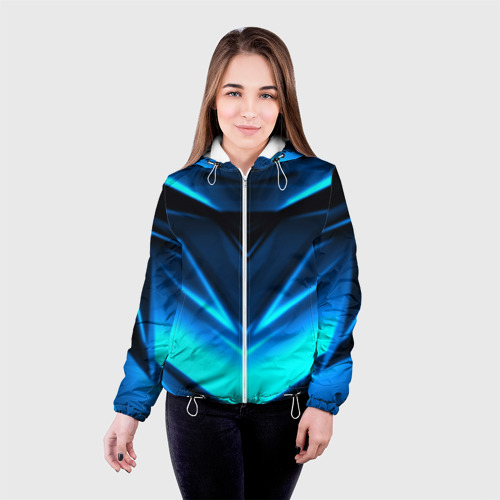 Женская куртка 3D с принтом Geometry stripes неон, фото на моделе #1
