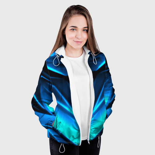Женская куртка 3D с принтом Geometry stripes неон, вид сбоку #3