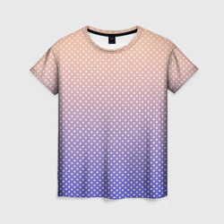Градиент в горошек персиково-сиреневый – Женская футболка 3D с принтом купить со скидкой в -26%