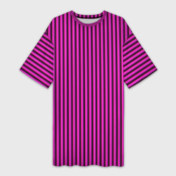 Платье-футболка 3D Яркий розовый в полоску