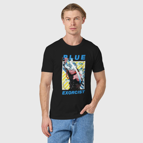Мужская футболка хлопок Рин - Синий экзорцист, цвет черный - фото 3