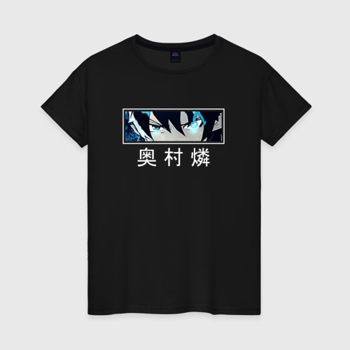 Женская футболка хлопок Blue Exorcist - Rin, цвет черный