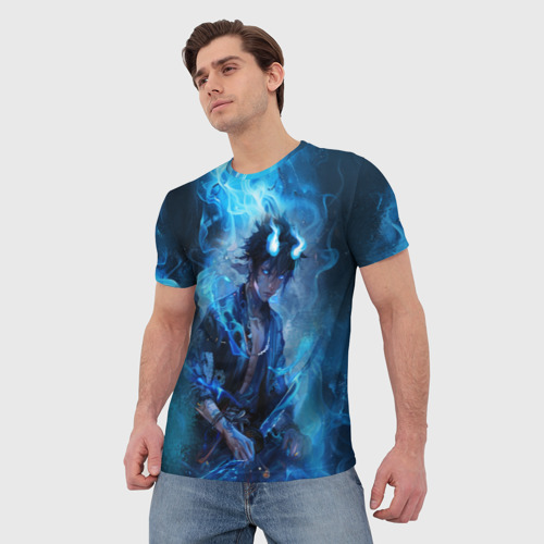 Мужская футболка 3D Синий демон - Синий экзорцист, цвет 3D печать - фото 3