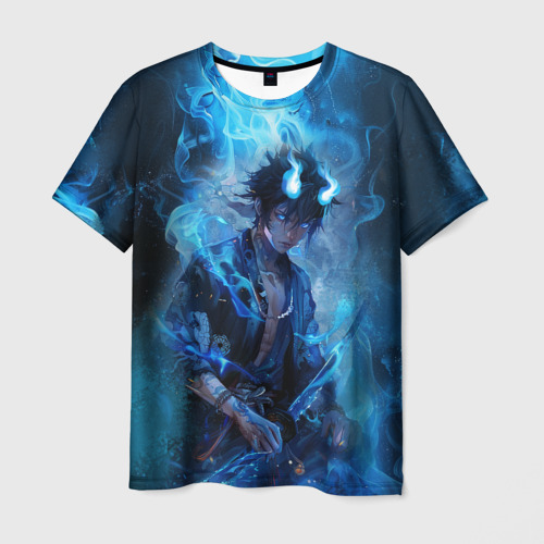 Мужская футболка 3D Синий демон - Синий экзорцист, цвет 3D печать