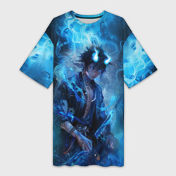 Платье-футболка 3D Синий демон - Синий экзорцист