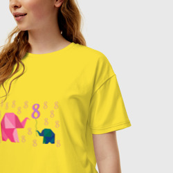 Женская футболка хлопок Oversize На 8 марта поздравление сына маме слонихе - фото 2
