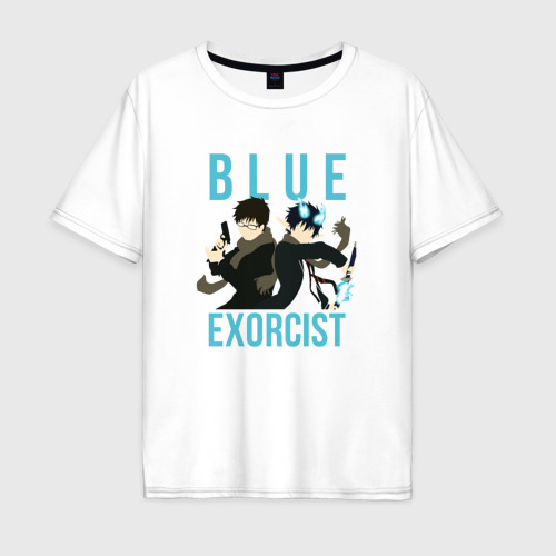 Мужская футболка хлопок Oversize Синий экзорцист - браться, цвет белый